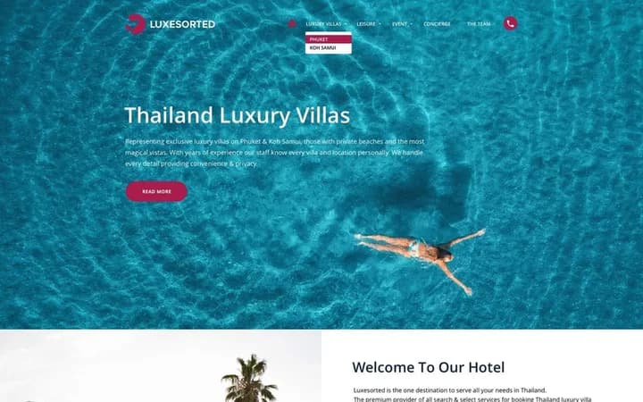 หน้าแรกเว็บไซต์ Luxesorted ผลงานออกแบบและพัฒนาโดย CraftWeb