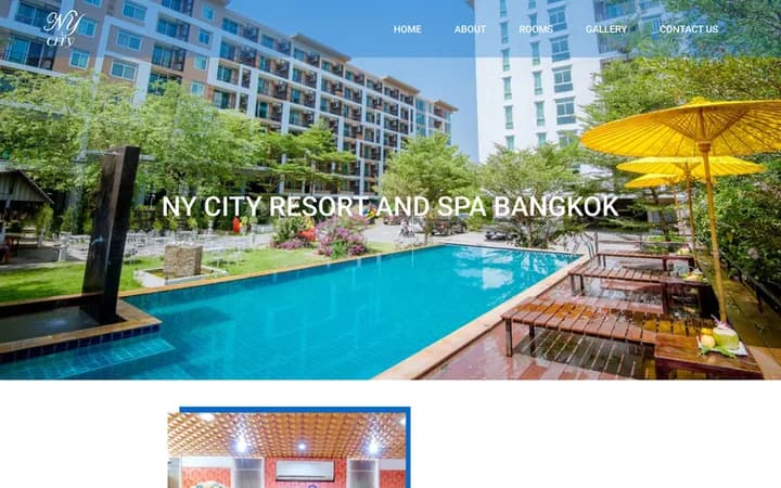 หน้าแรกเว็บไซต์ NY City Resort and Spa ผลงานออกแบบและพัฒนาโดย CraftWeb